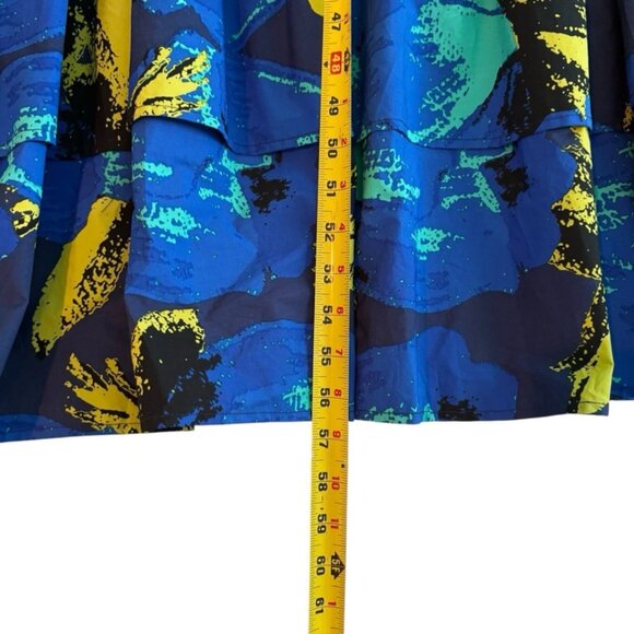 NWT Christopher John Rogers Womens Blue Floral Puff Sleeve Maxi Dress Size 14 - Picture 9 of 9